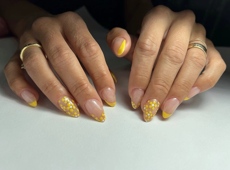 yellow french tip nails summer manicure for women over 50