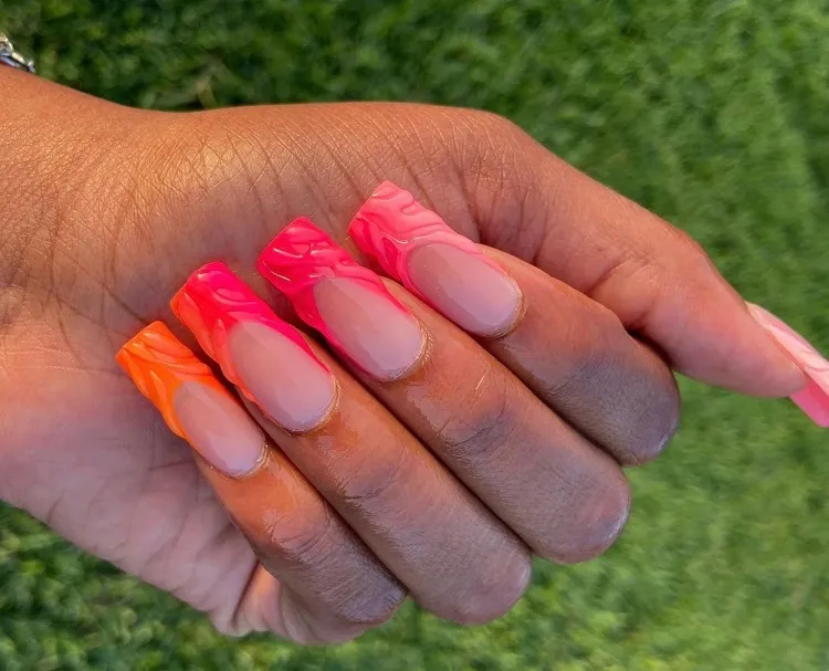 3d french tip ombre nails hot pink barbie