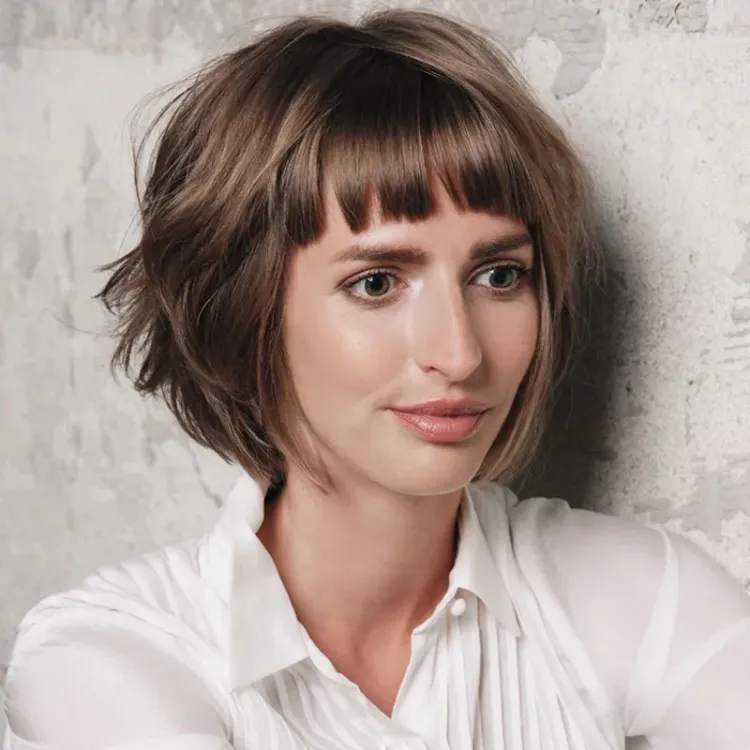 bob haircut with a fringe