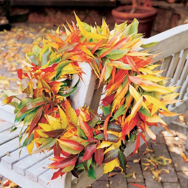 diy fall crafts for adults wreth from leaves or pine cones