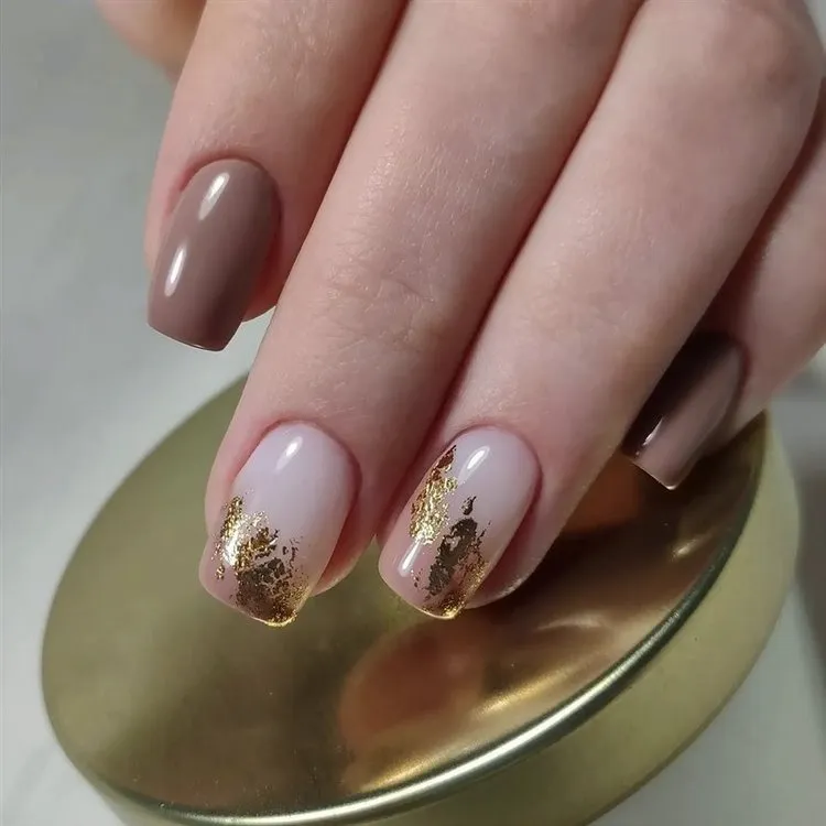 golden french manicure fall 2023 design trends