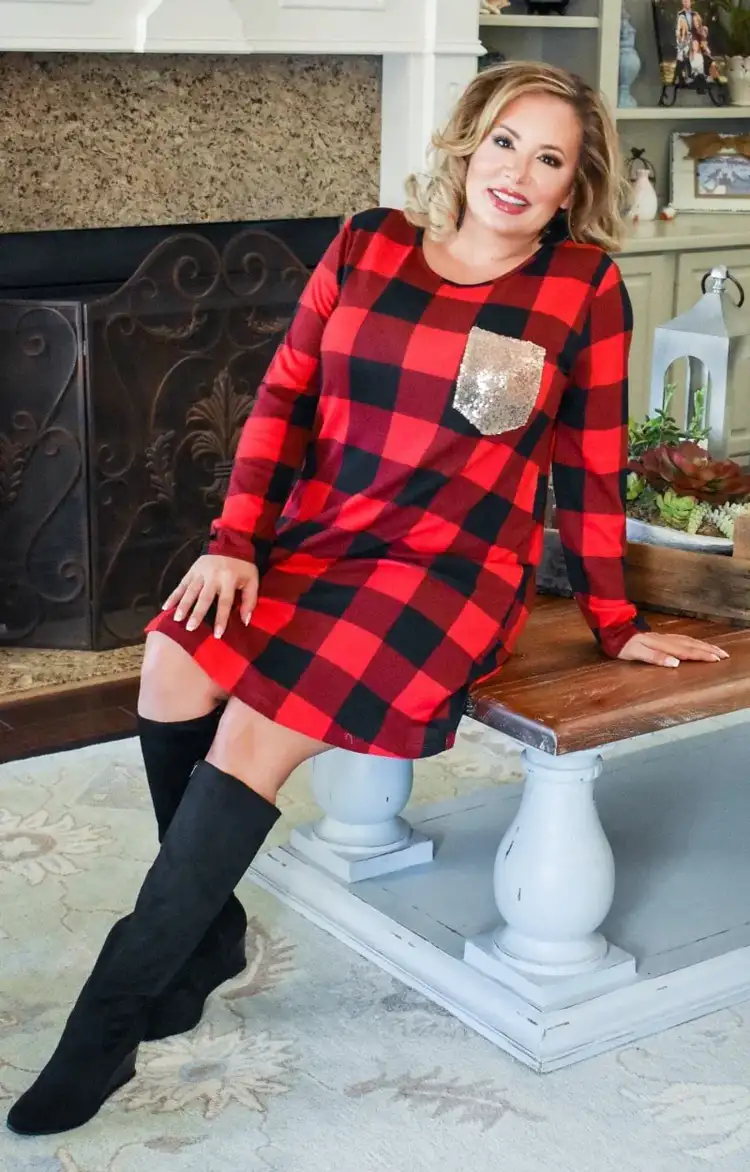 plus size plaid dress casual outfits for women over 50