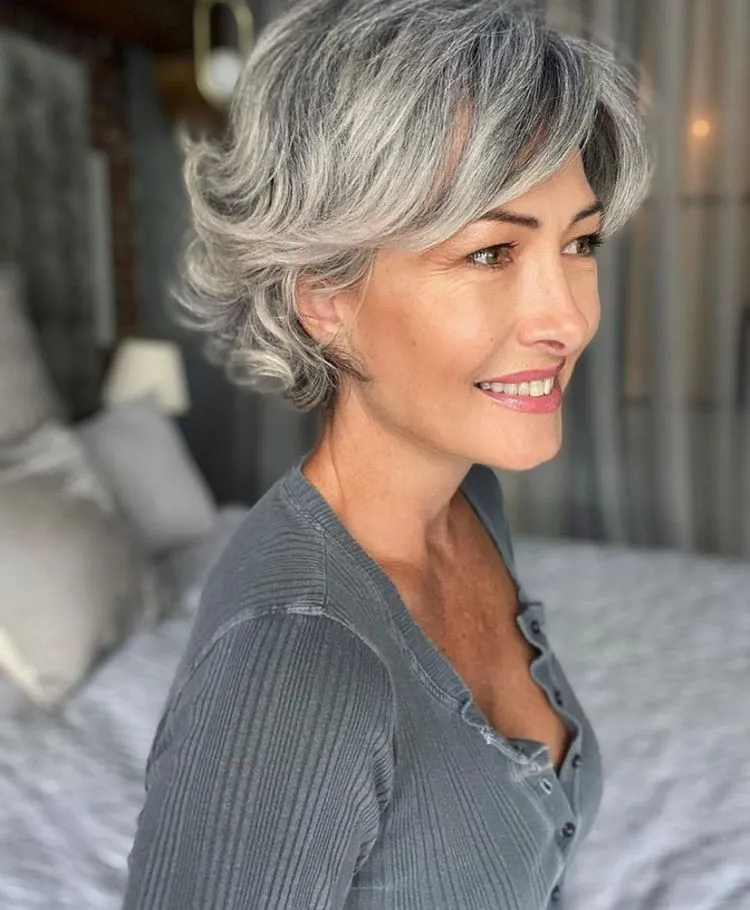 salt and pepper bob haircuts for women over 50 bangs hairstyles