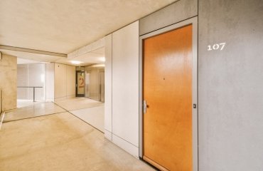 corridor with room doors in hotel