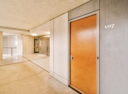 corridor with room doors in hotel