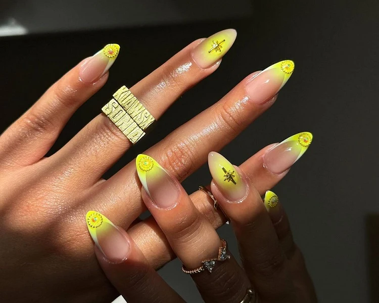 august nail colors 2023 yellow leo season manicure