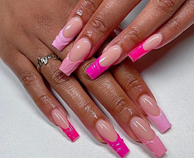 barbie 3d french tip nails pink manicure