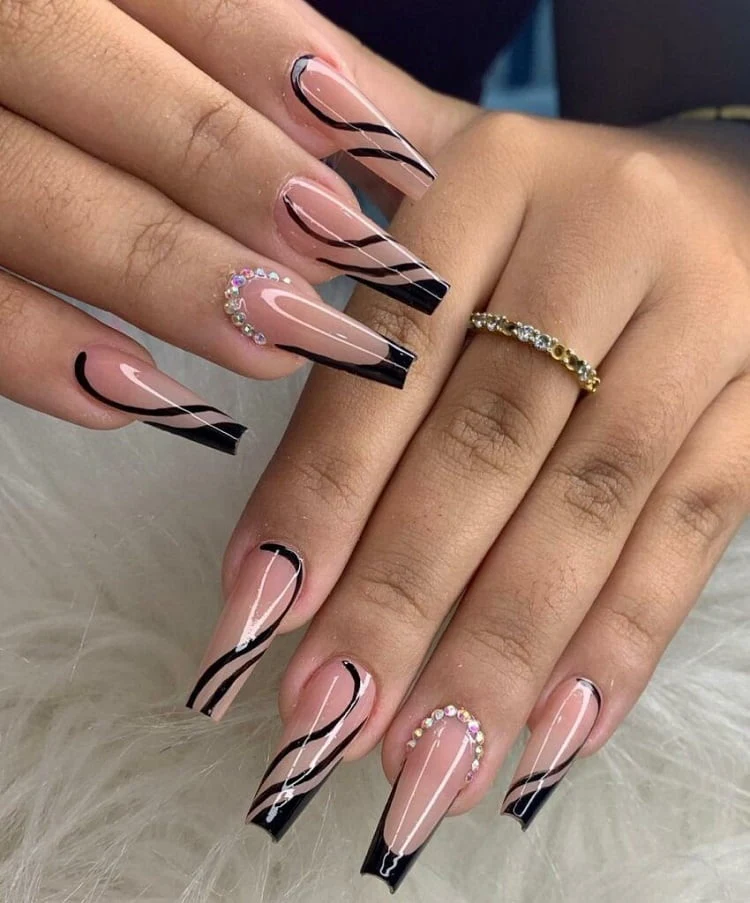 black fall coffin nails nude pink fall coffin nails