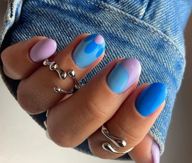 blue russian manicure summer nail designs 2023