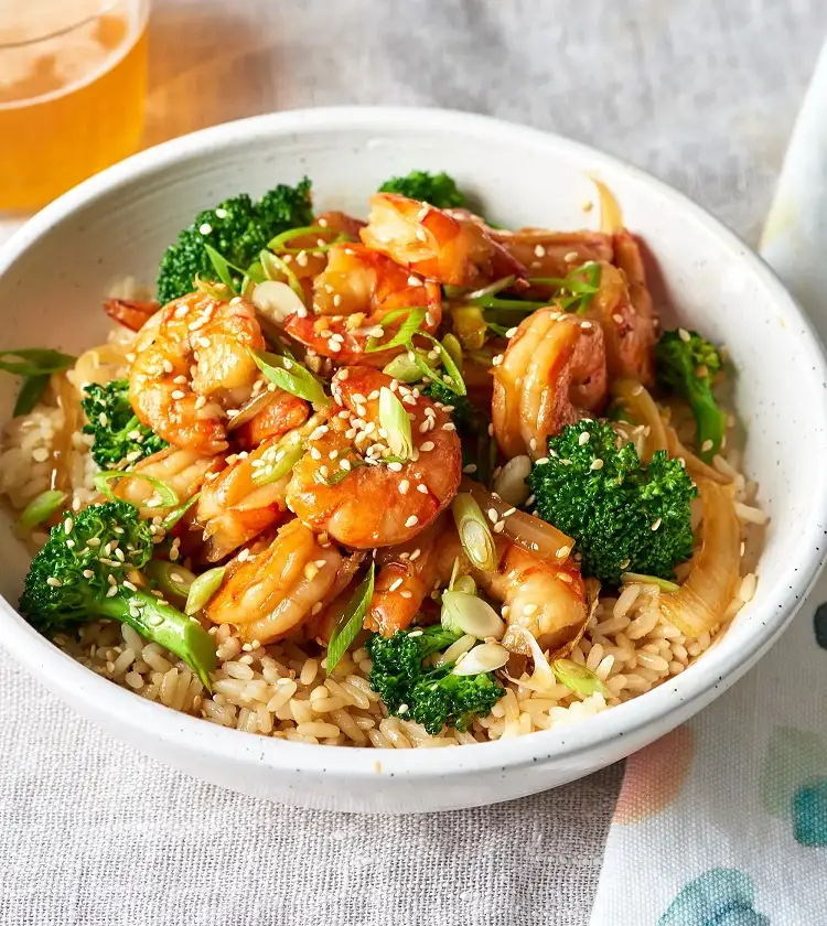 broccoli stir fry recipe with shrimps and rice healthy lunch summer 2023