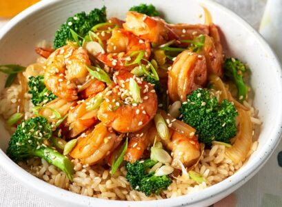broccoli stir fry recipe with shrimps and rice healthy lunch summer 2023