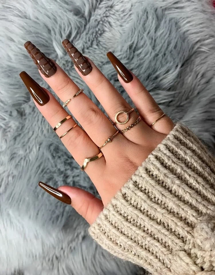 brown fall coffin nails long fall coffin nails