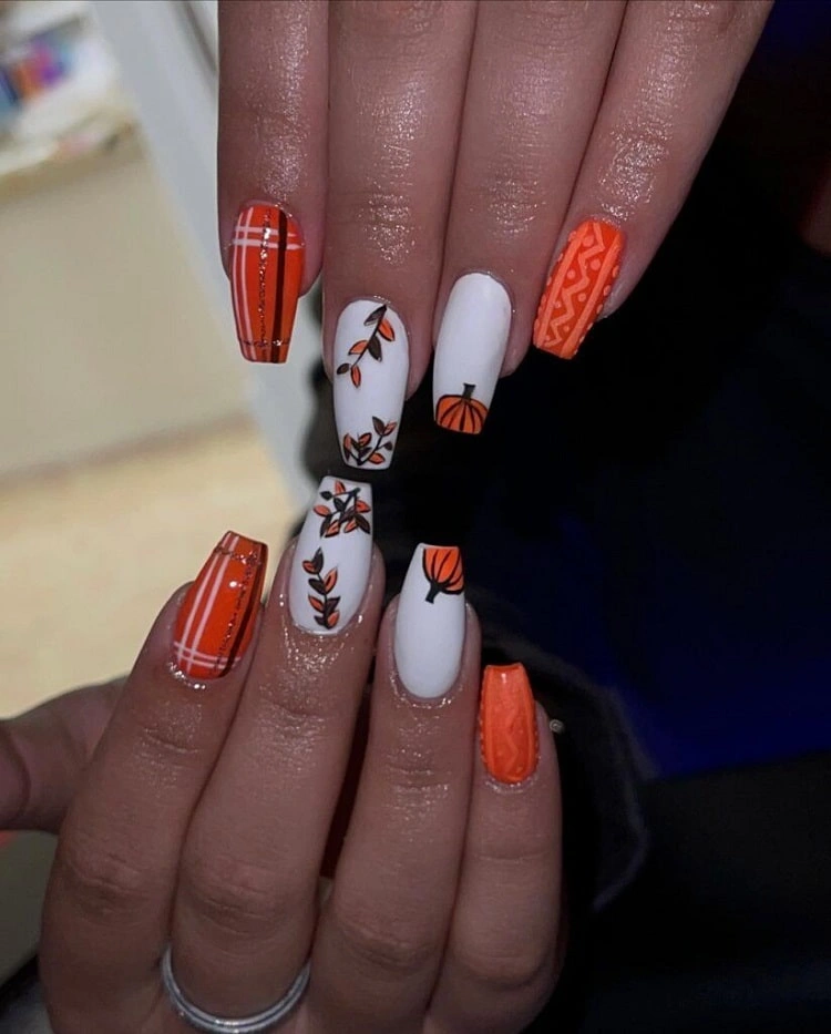 cute fall coffin nails fall colors coffin nails