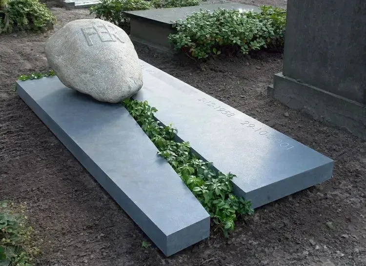 decorate grave with stone stone slab and unfinished engraved natural stone