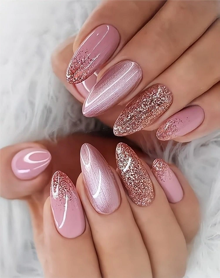 dusty pink ombre wedding nails ombre wedding nails with glitter