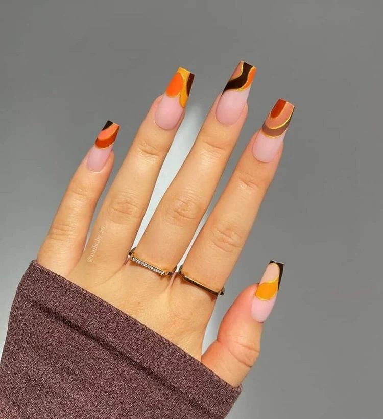 fall coffin nails short fall colors coffin nails