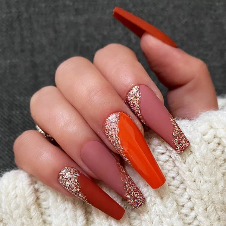 fall colors coffin nails fall coffin nails shape