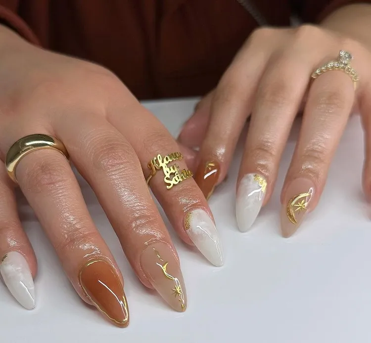 fall nail design ideas 2023 colors trends almond shape