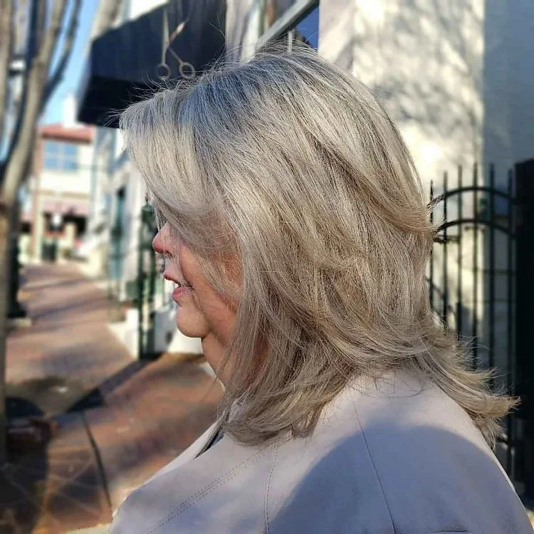 feather cut for gray hair after 60