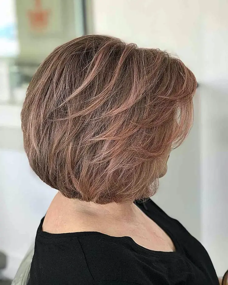 feathery layers for older women feathered bob
