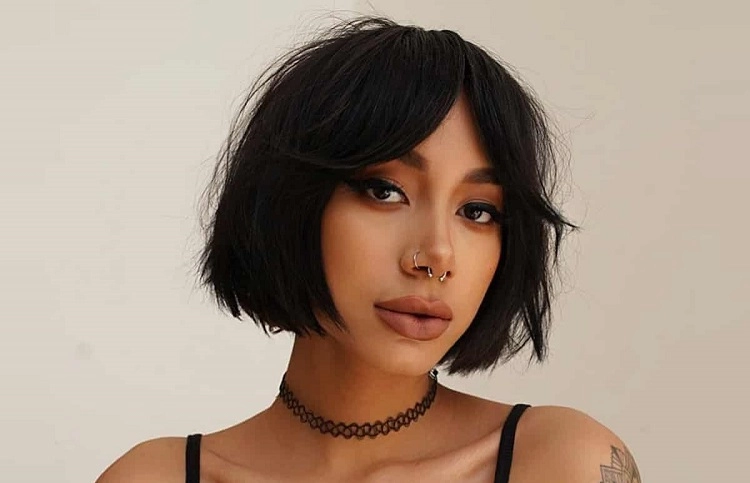 french bob with curtain bangs 2023 short hairstyle ideas