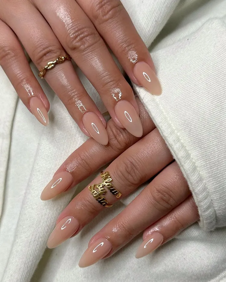 glazed donut nails nude almond shaped autumn trends 2023