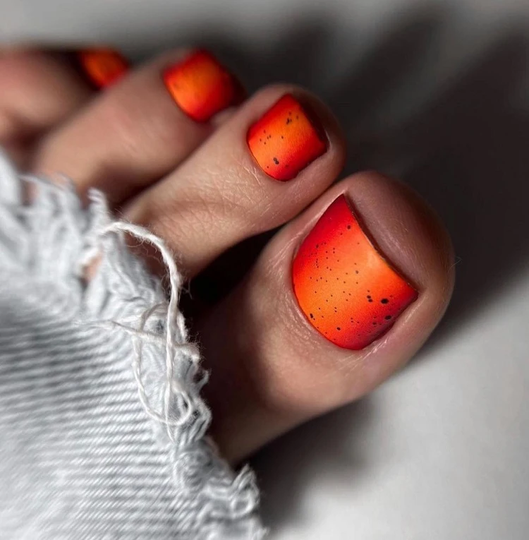 halloween autumn pedicure designs orange toe nails ideas 2023
