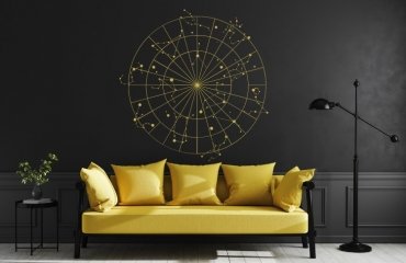 home color palette for your zodiac sign black walls yellow couch