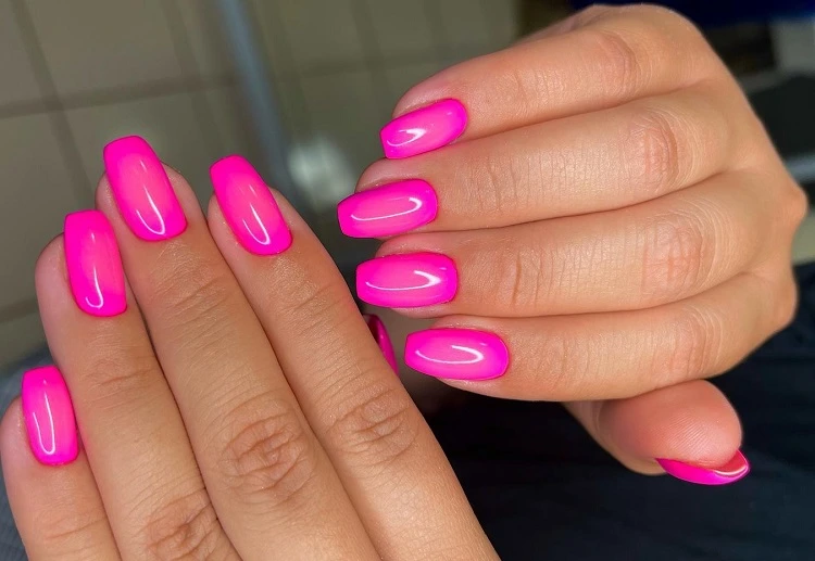 hot pink nail color barbie inspired manicure 2023