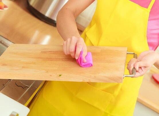how to clean a wooden cutting board after meat scrub off the meat and blood residues
