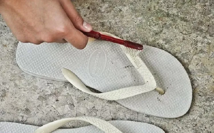 how to clean flip flops scrub with an old toothbrush