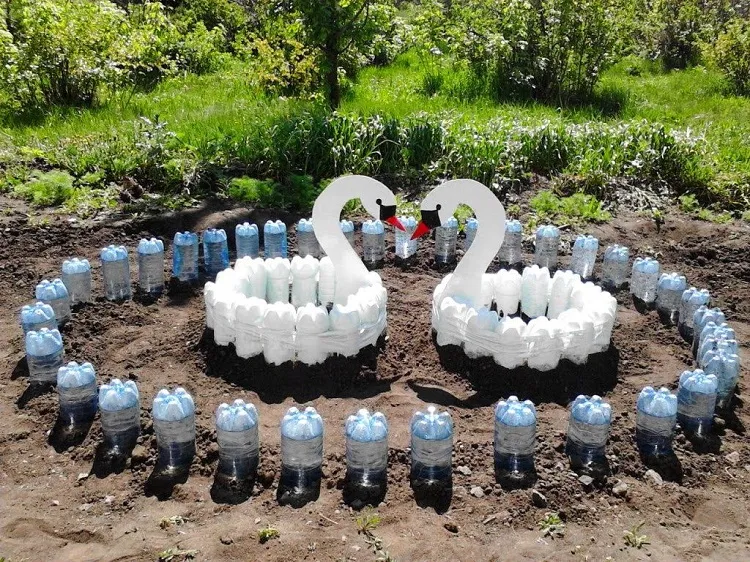 how to use plastic bottles in the garden create beauty (1)