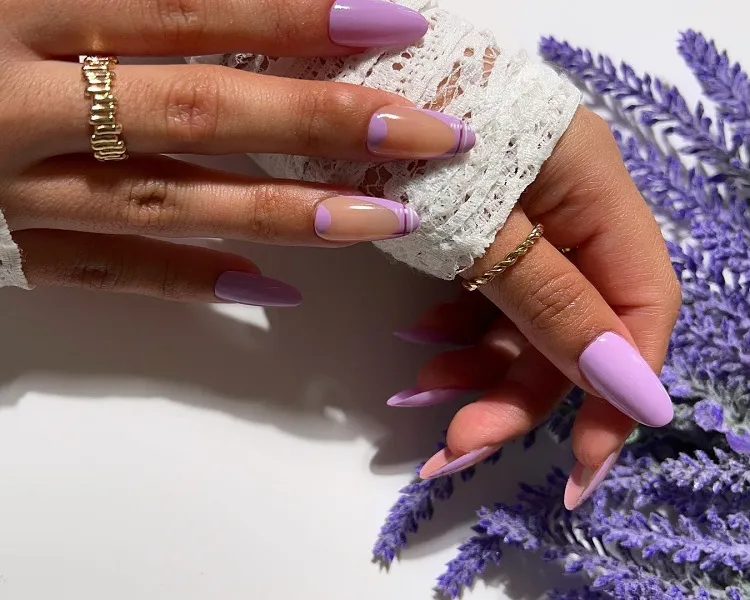 lavender french tip nails almond shaped