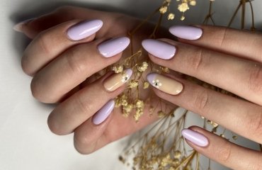 lavender purple nails almond shape pastel manicure long