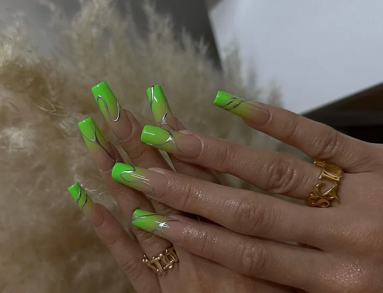 lime green ombre nail colors 2023 august