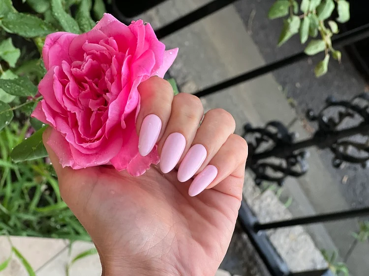 long almond shaped pink pastel nails 2023