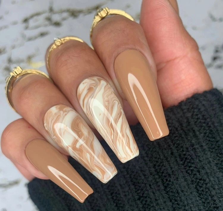 marble nails marble autumn coffin nails