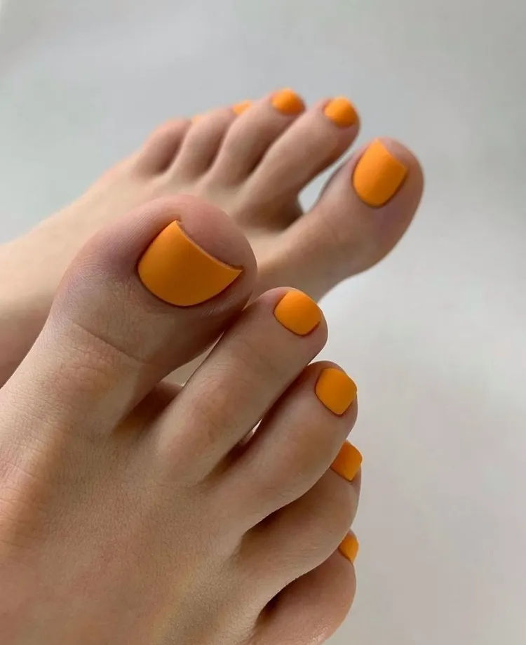 matte pumpkin orange august toe nail polish color trends 2023
