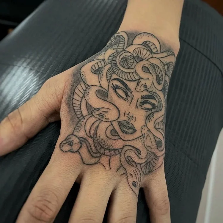 medusa tattoo hand medusa tattoo meaning on a woman