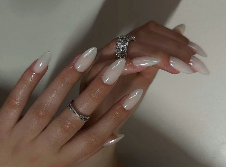 milky white nail polish color glazed donut