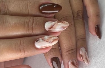 mocha latte nails almond shaped 2023