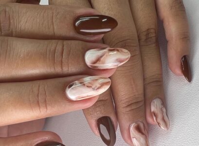 mocha latte nails almond shaped 2023