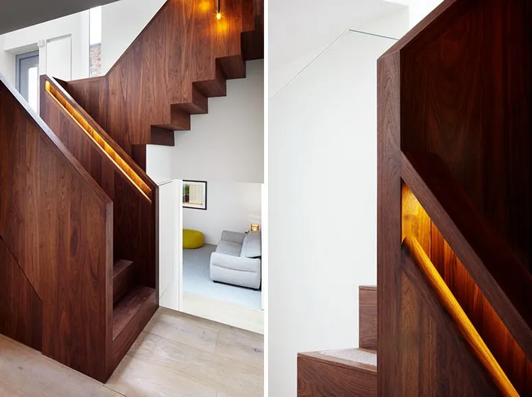 modern interior staircase with led light