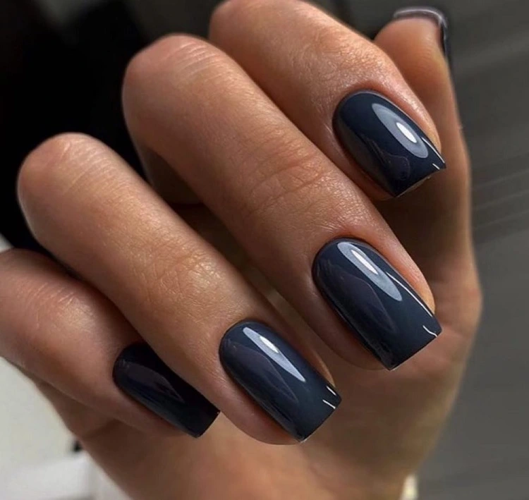 navy blue old money nails 2023 fall manicure autumn