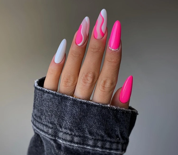 neon pink nails august 2023 nail colors