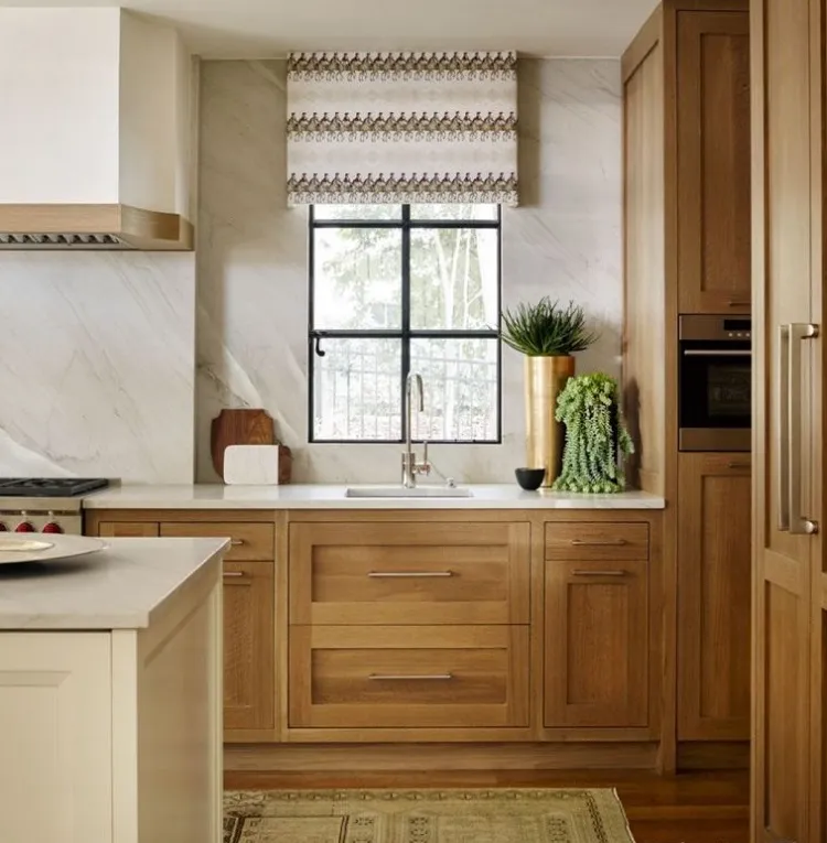 oak kitchen cabinets long brass square handles modern makeover 2023