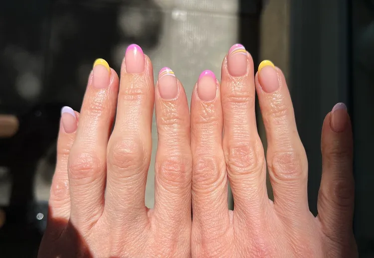 pastel french tip nails for women over 50
