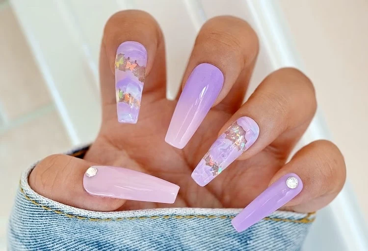 purple ombre bridal nails pastel ombre wedding nails