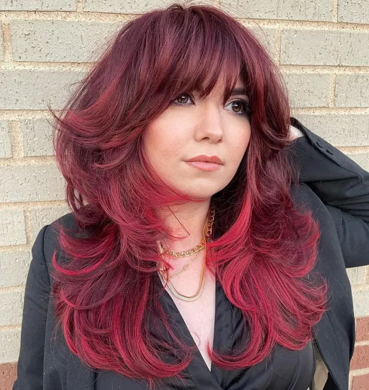 reddish butterfly haircut with waves