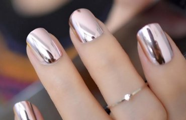 rose gold chrome nails metallic short square metallic manicure